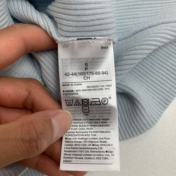 Banana Republic Tank Top Womens S Small Sky Blue Halter Neck Ribbed Skintight - Picture 7 of 11